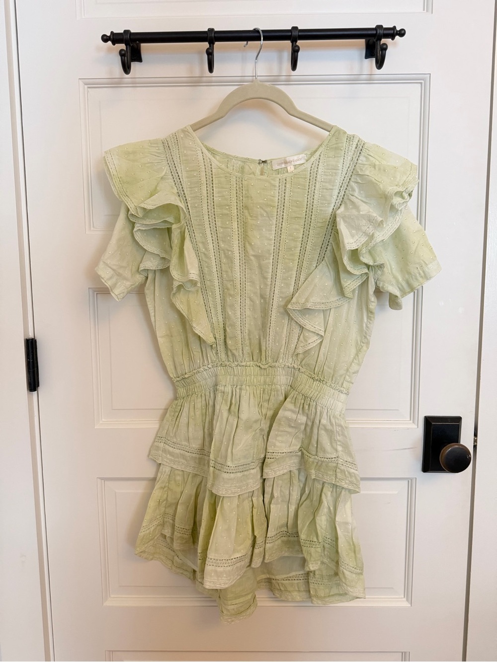 LOVESHACKFANCY Light Green Ruffled Mini Dress